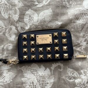 Michael Kors Navy and Gold Studded Wristlet Wallet